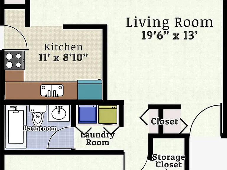 1 Bedroom 1 Bath Garden Floorplan 1 Bedroom 1 Bath Garden Floorplan