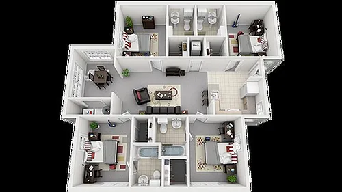 Floor plan 4 Bed 4 bath - Price Per Bed