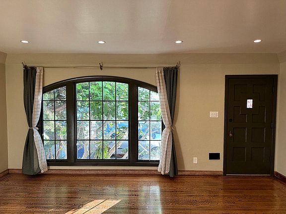 Living room with large arched window