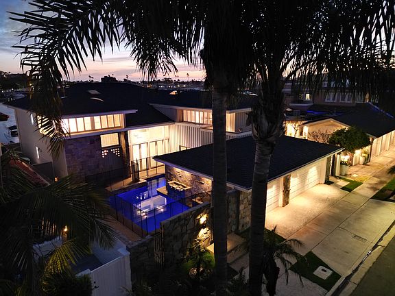 Aerial View of Home Showing Courtyard with Pool & Spa (in blue)