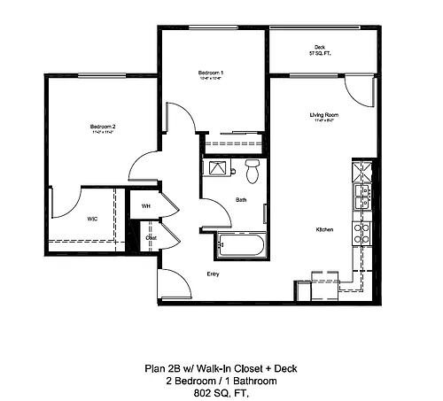 Floor plan 2BD, 1BTH C