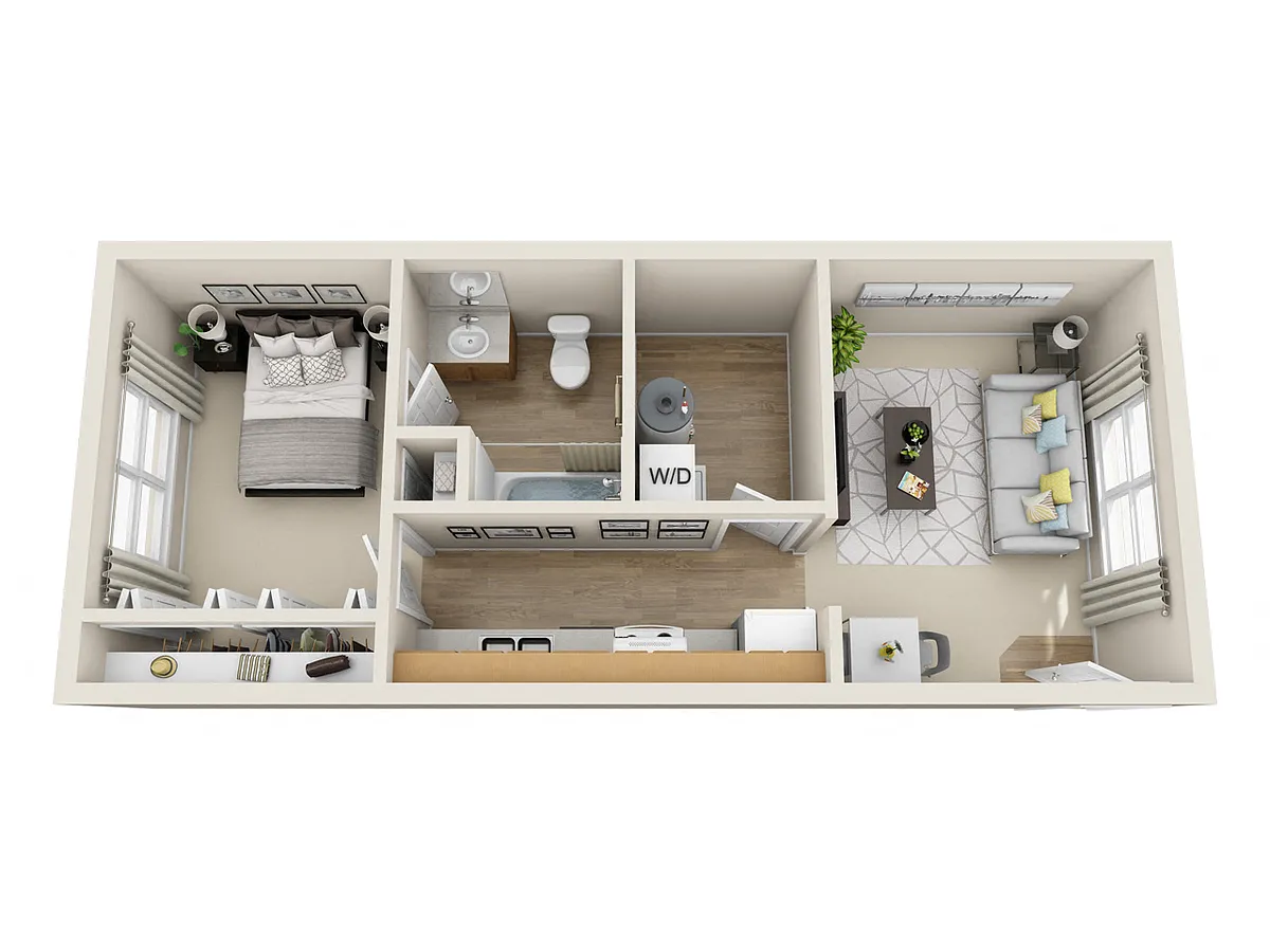 Floor plan Belle Creek A1 1 BDRM 1 BATH