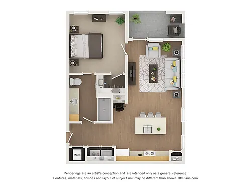 Floor plan 1 Bed 1 Bath