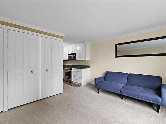 Living room with murphy bed in the closet