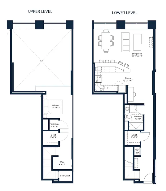 Floor plan One Bedroom Loft Deluxe