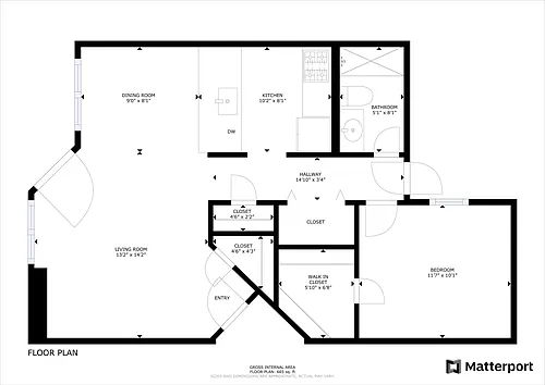 Floor plan 1 Bedroom 1 Bath