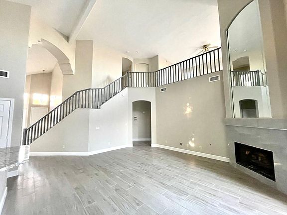 family room with updated fireplace