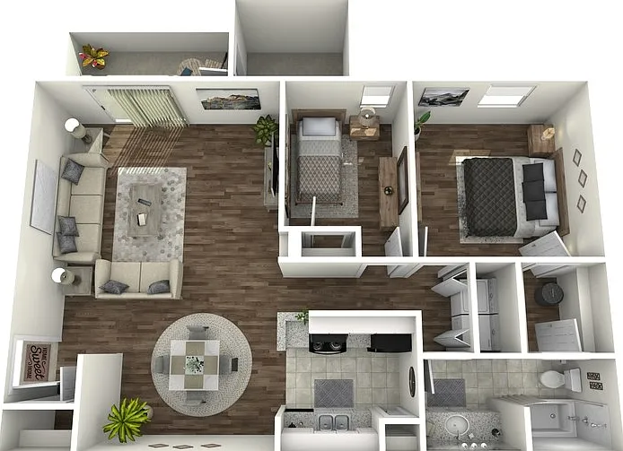 Two Bedroom One Bath Floorplan Diagram