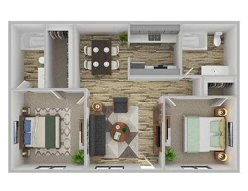 Floor plan Two Bedroom, Two Bath Renovated