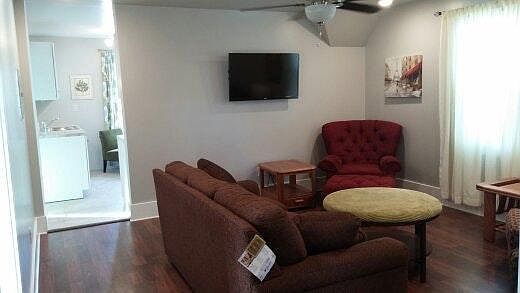 Living room with flat screen mount