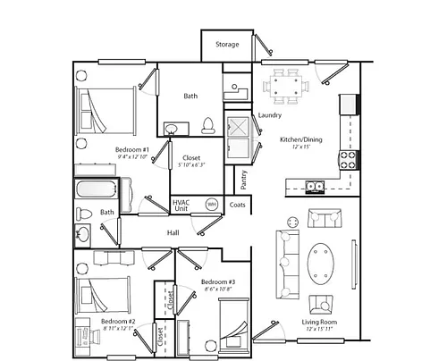 Floor plan 3X2A MKT