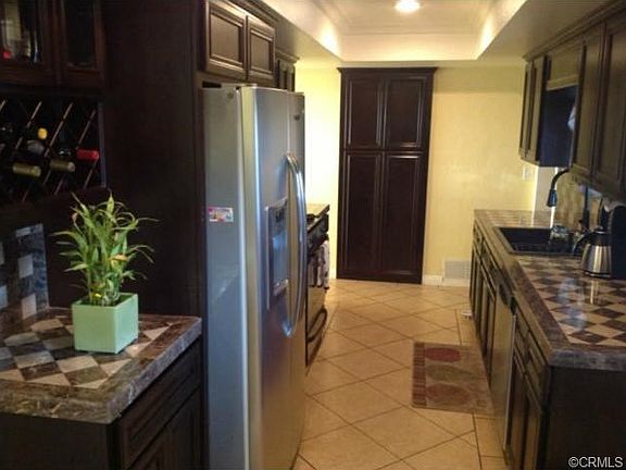 Kitchen with built in wine cabinet