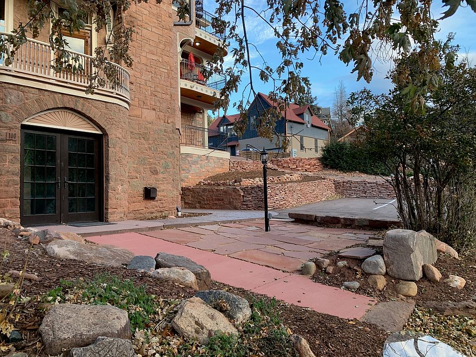 Patio, parking and entrance