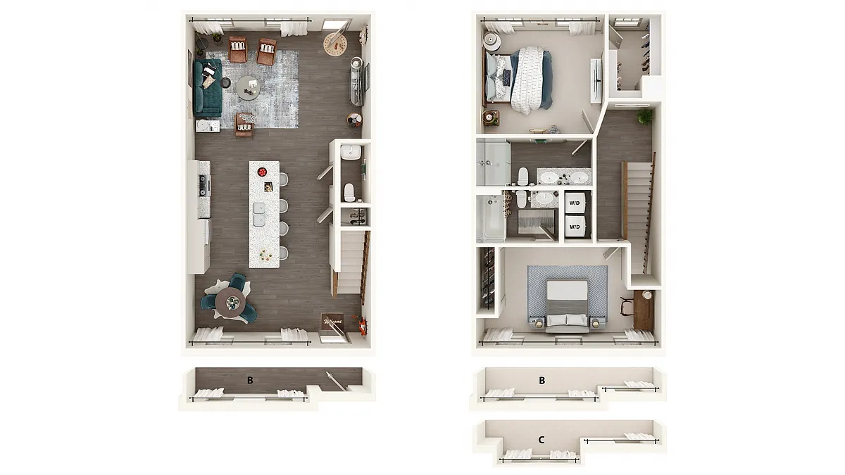 Floor plan 2 Bedroom Townhome