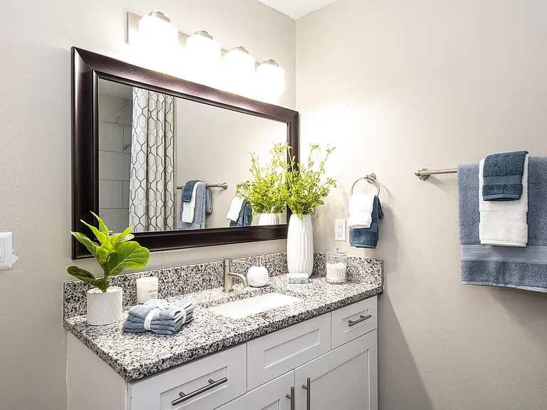 Spacious Bathroom + Granite Counters
