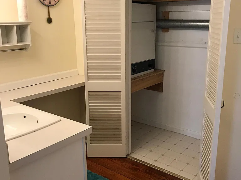 Closet w/ washer/dryer behind vanity area