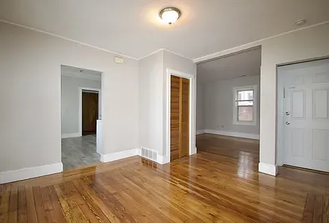 Dining area + living room in the back