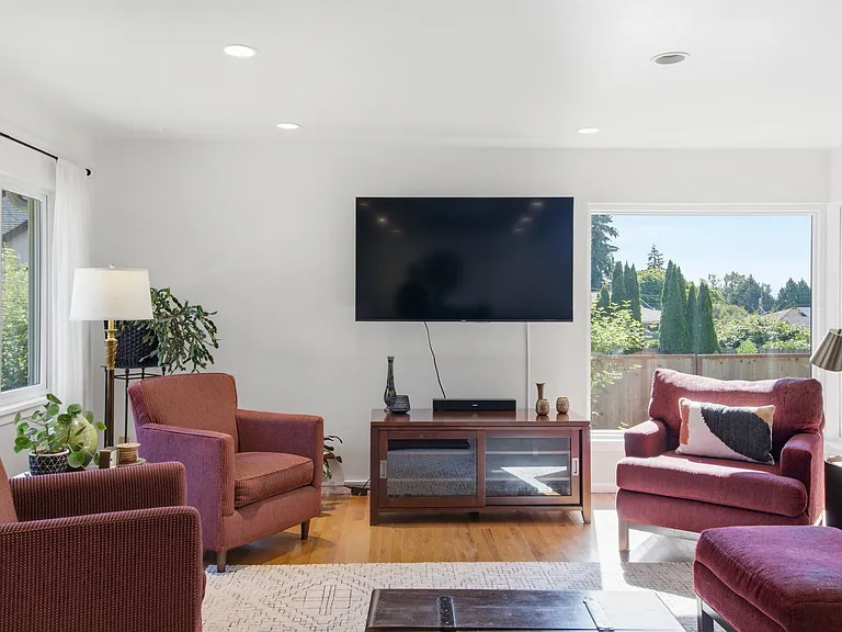 Living room with new smart tv