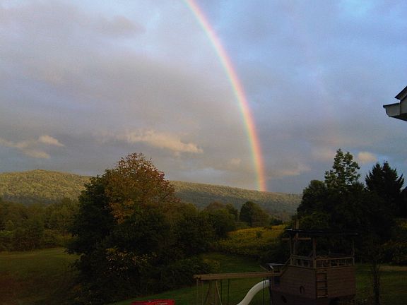 Beautiful rainbow over yard