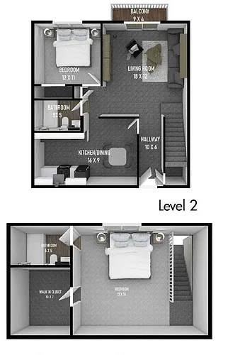 Floor plan 2 Bedrooms, 2 Bathrooms