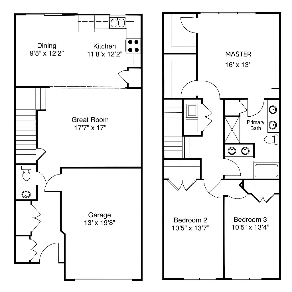 Floor plan The Sterling-2 Level Townhome