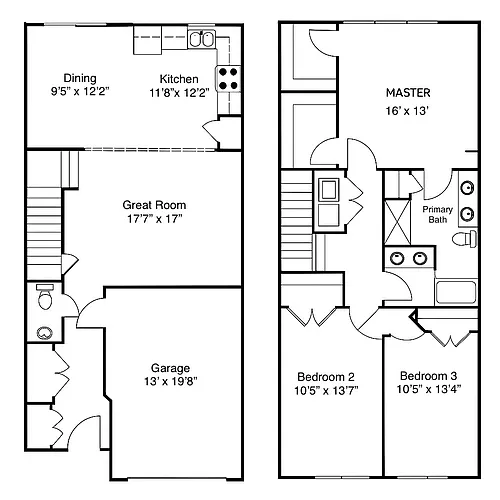 Floor plan The Sterling-2 Level Townhome