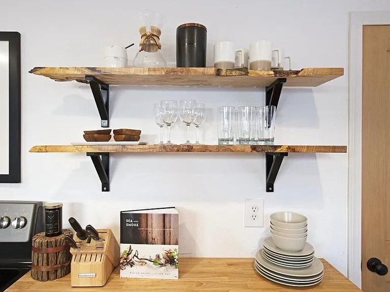 Open shelving in the kitchen