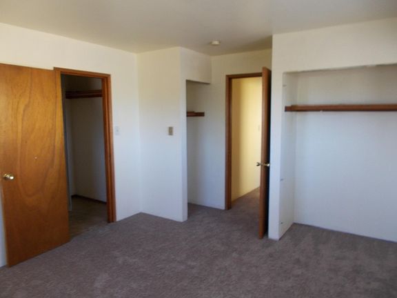 Bedroom has good closet and storage space.