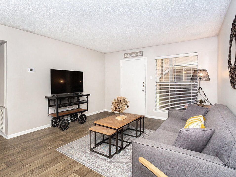 Living Room with Hardwood Style Flooring