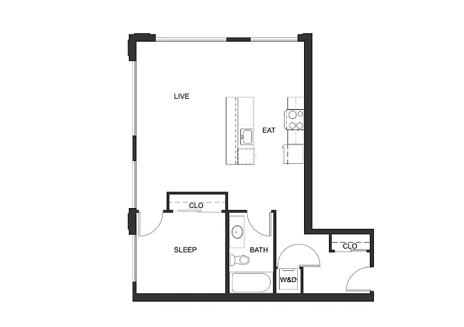 Floor plan 1x1 - A6 - Iron Flats