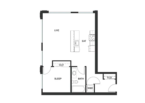 Floor plan 1x1 - A6 - Iron Flats