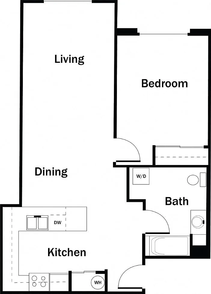 Floor plan 1 Bedroom, 1 Bath D - Renovated