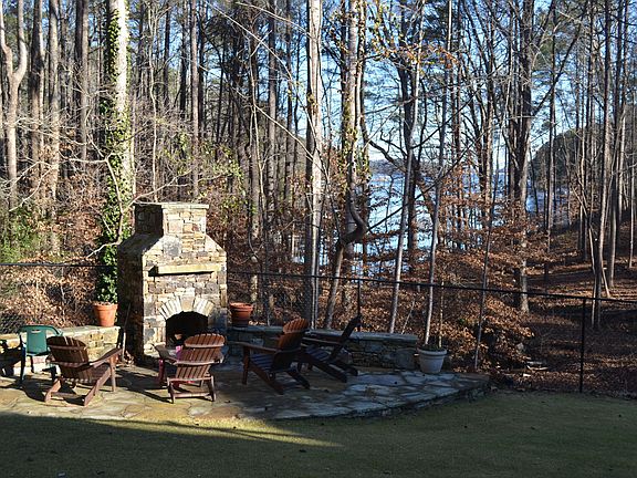 Stone Fireplace, lake views