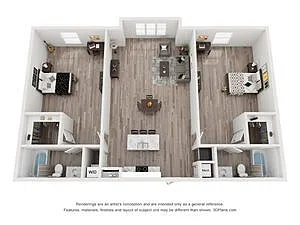 Floor plan 2 bedroom 2 bathroom