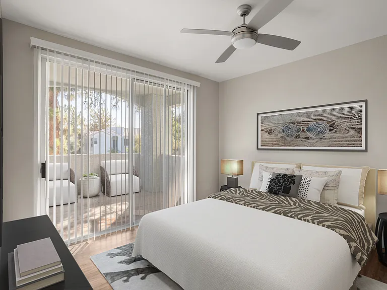 Spacious bedroom with a walkout to your private balcony