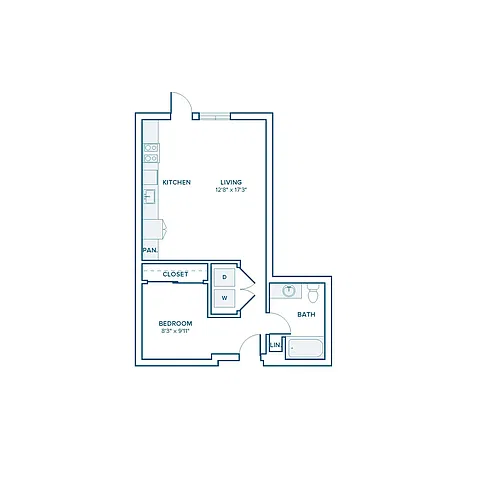 Floor plan ZA10 - One Bedroom - Income Restricted