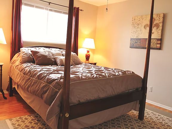 Upstairs bedroom #1 comfortably fits a queen size bed