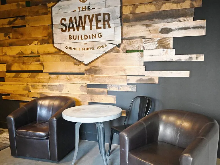 Small lounge area inside at The Sawyer.