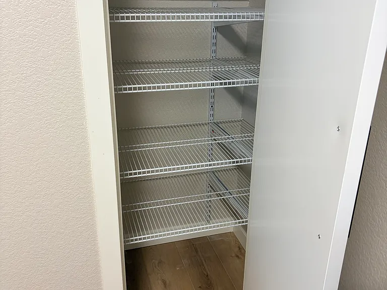 Pantry! Deep, adjustable shelves to hold all the things (small appliances, food, and more)