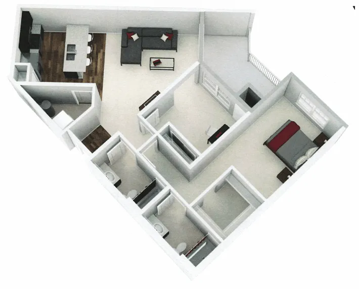 Floor plan Two Bedroom, Two Bath A