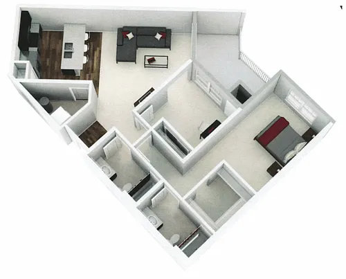 Floor plan Two Bedroom, Two Bath A