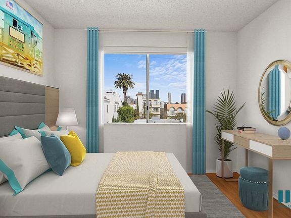 Bedroom with Vinyl Flooring and Large-Size Windows