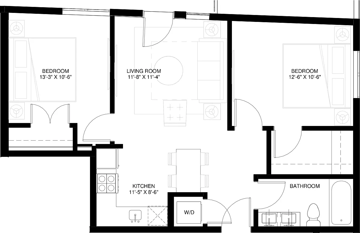 Floor plan 2BR/1BA
