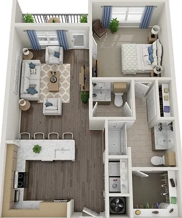 Floor plans are artist's rendering. All dimensions are approximate. Actual product and specifications may vary in dimension or detail. Not all features are available in every apartment. Prices and availability are subject to change. Floor plans are artist