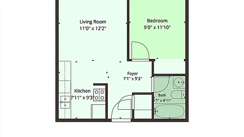 Floor plan 1 BED 1 BATH