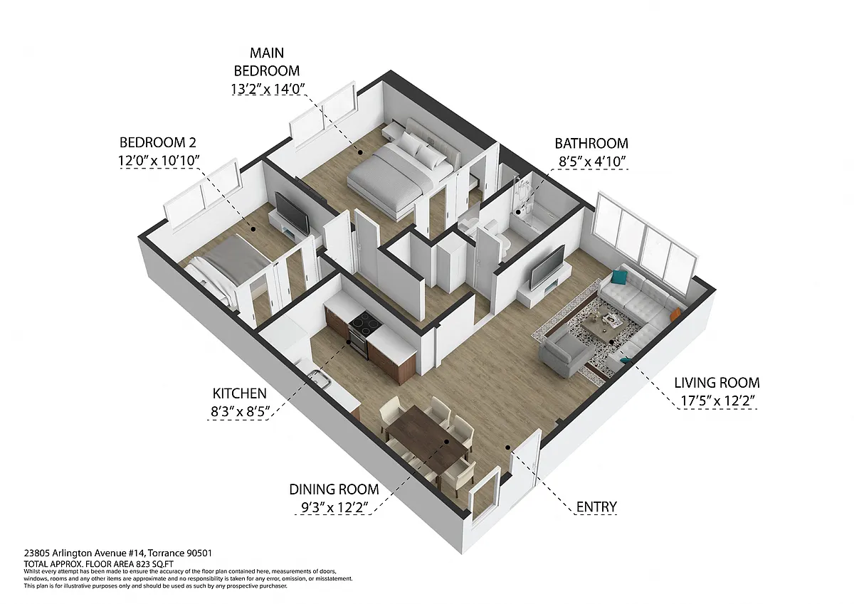 Floor plan 2 Bedroom, 1 Bathroom