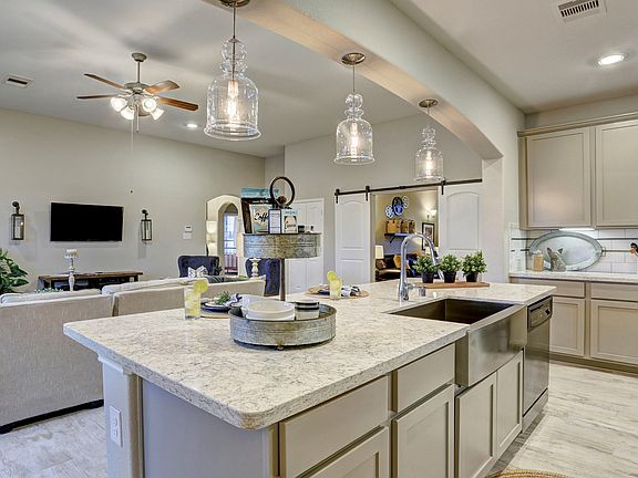 Kitchen overlooks the great room