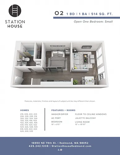 Floor plan Urban 1 Bedroom - U2