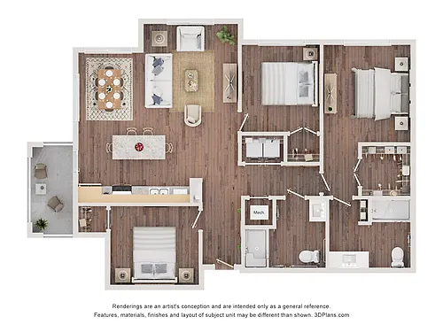 Floor plan 3AA (Wheelchair Accessible)