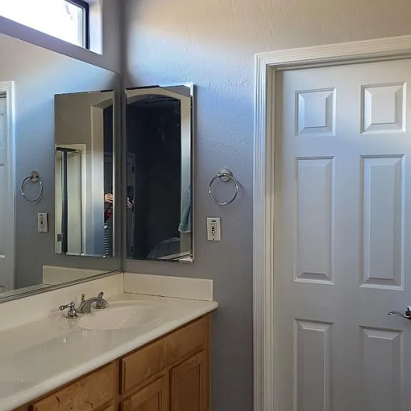 Master bathroom with walk-in closet